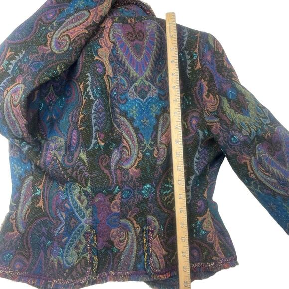The Limited Blazer Size 6 Multicolor Paisley Textured Trim Artsy Wool Blend - Picture 10 of 11